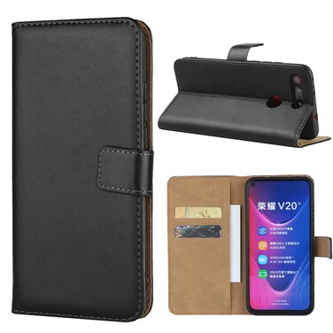Protective Cover Horizontal Flip Leather Case for Huawei Honor V20, with Magnetic Buckle &amp; Holder &amp; Card Slots &amp; Wallet (Black)
