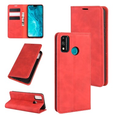 Protective Cover For Huawei Honor 9X lite Retro-skin Business Magnetic Suction Leather Case with Holder &amp; Card Slots &amp; Wallet (Red)