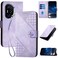 Protective Cover For Honor 400 Grid Butterfly Embossed Pattern Leather Phone Case with Lanyard (Light Purple)