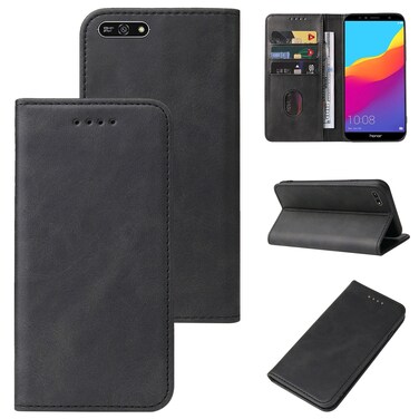 Protective Cover For Honor 7A Pro Magnetic Closure Leather Phone Case (Black)