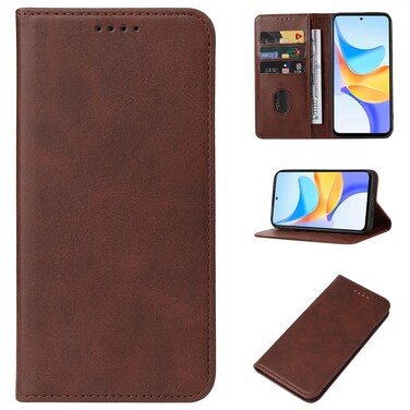 Protective Cover For Honor Play 50 Plus Magnetic Closure Leather Phone Case (Brown)