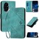 Protective Cover For Honor 200 Global Grid Butterfly Embossed Pattern Leather Phone Case with Lanyard (Light Blue)