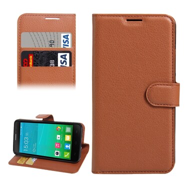 Case Cover For Alcatel One Touch Idol X+ / 6043D Litchi Texture Horizontal Flip Leather Case with Holder &amp; Card Slots &amp; Wallet(Brown)