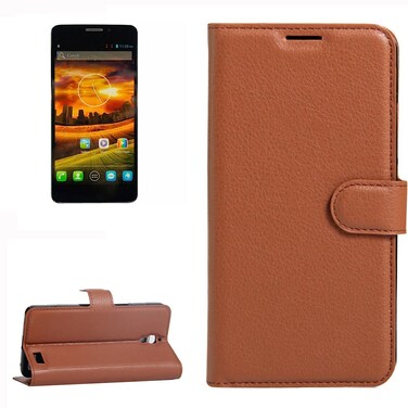 Case Cover For Alcatel One Touch Idol X Litchi Texture Horizontal Flip Leather Case with Holder &amp; Card Slots &amp; Wallet(Brown)