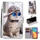 Case Cover For Alcatel 1S (2021) Coloured Drawing Cross Texture Horizontal Flip PU Leather Case with Holder &amp; Card Slots &amp; Wallet &amp; Lanyard(Slant Hat Blue Mirror Cat)