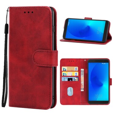 Case Cover Leather Phone Case For Alcatel 3 2018(Red)