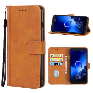 Case Cover Leather Phone Case For Alcatel 1C(Brown)