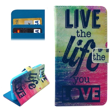Case Cover Live the Life You Love Pattern Horizontal Flip Leather Case with Card Slots &amp; Wallet &amp; Holder for Alcatel OneTouch Pop C9