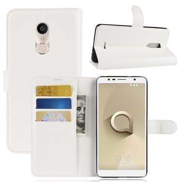 Case Cover For Alcatel 3C Litchi Texture Horizontal Flip Leather Case with Wallet &amp; Holder &amp; Card Slots(White)