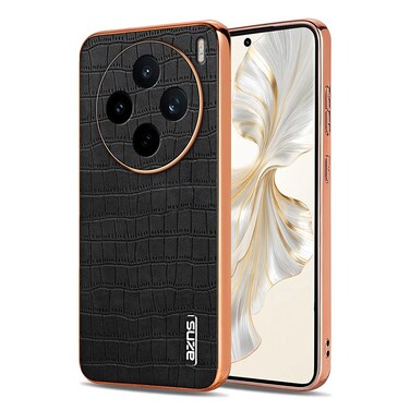 Case Cover For vivo X200s AZNS Electroplated Frame Crocodile Texture Full Coverage Phone Case(Black)