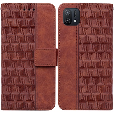 Case Cover For OPPO A16K Geometric Embossed Leather Phone Case(Brown)