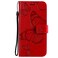 Case Cover For OPPO A74 4G / F19 4G Pressed Printing Butterfly Pattern Horizontal Flip PU Leather Case with Holder &amp; Card Slots &amp; Wallet &amp; Lanyard(Red)