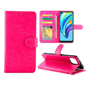 Case Cover For OPPO Reno4 Lite / F17 Pro/A93 Crazy Horse Texture Leather Horizontal Flip Protective Case with Holder &amp; Card Slots &amp; Wallet &amp; Photo Frame(Rose Red)