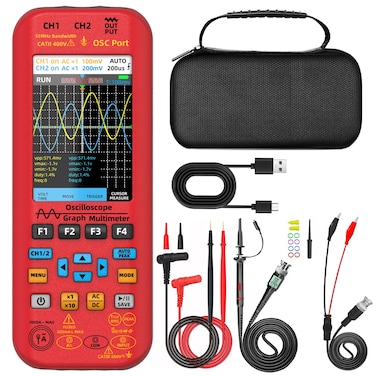 Case Cover BSIDE O9 Digital Handheld Dual Channel 50MHz Oscilloscope Signal Source Multimeter, Spec: With Single Oscilloscope Probe (Red)