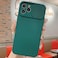 Case Cover For iPhone 11 Pro Max Slid Camera Shield Liquid Silicone TPU Phone Case(Dark Green)