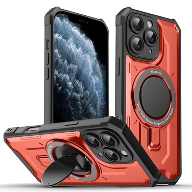 Case Cover For iPhone 11 Pro Max Invisible Bracket MagSafe Magnetic Phone Case(Red)