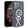 Case Cover For iPhone 11 Pro Max Stickman Pattern Liquid Silicone Phone Case(Black)