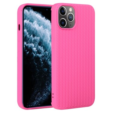 Case Cover For iPhone 11 Pro Max Weave Texture Silicone Phone Case(Rose Red)
