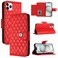 Case Cover For iPhone 11 Pro Max Rhombic Texture Flip Leather Phone Case with Lanyard(Red)