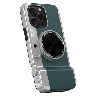 Case Cover For iPhone 11 Pro Max 3D Retro Bluetooth Camera Magsafe Mirror Phone Case(Dark Green)