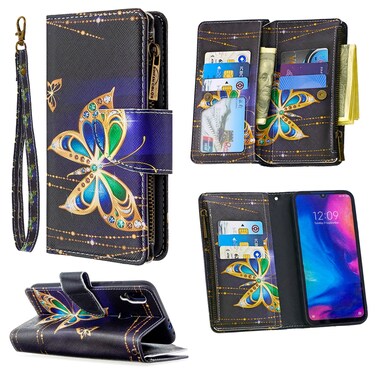 Case cover For Xiaomi Redmi Note 7 Colored Drawing Pattern Zipper Horizontal Flip Leather Case with Holder &amp; Card Slots &amp; Wallet(Big Butterfly)