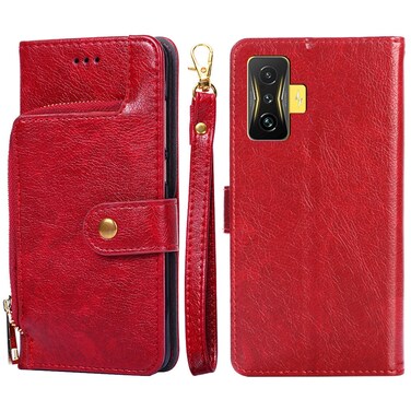 Case cover For Xiaomi Redmi K50 Gaming/Poco F4 GT Zipper Bag Leather Phone Case(Red)