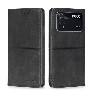 Case cover For Xiaomi Poco M4 Pro Cow Texture Magnetic Horizontal Flip Leather Phone Case(Black)