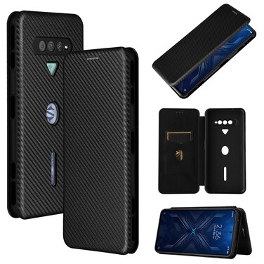 Case cover For Xiaomi Black Shark 4 / 4 Pro Carbon Fiber Texture Horizontal Flip TPU + PC + PU Leather Case with Card Slot(Black)