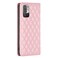 Case cover For Xiaomi Poco M3 Pro Diamond Lattice Magnetic Leather Flip Phone Case(Pink)