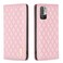 Case cover For Xiaomi Poco M3 Pro Diamond Lattice Magnetic Leather Flip Phone Case(Pink)