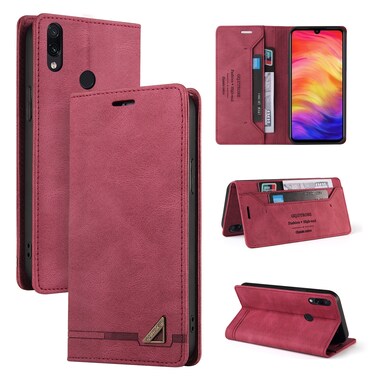 Case cover For Xiaomi Redmi Note 7 Skin Feel Anti-theft Brush Horizontal Flip Leather Case with Holder &amp; Card Slots &amp; Wallet(Wine Red)