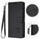 Case cover For Xiaomi Poco X6 Pro Cat Rat Embossed Pattern RFID PU Phone Case with Wrist Strap(Black)