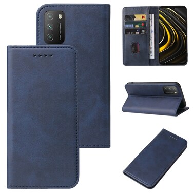 Case cover For Xiaomi Poco M3 Magnetic Closure Leather Phone Case(Blue)