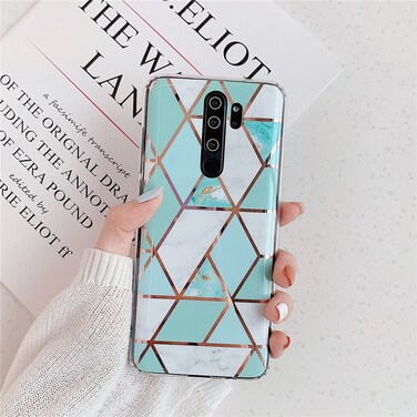 Case cover For Xiaomi Note 8 Pro  Plating Colorful Geometric Pattern Mosaic Marble TPU Mobile Phone Case(Green PJ2)