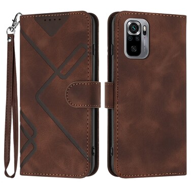 Case cover For Xiaomi Redmi Note 11SE 4G India Line Pattern Skin Feel Leather Phone Case(Coffee)