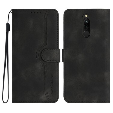 Case cover For Xiaomi Redmi 8 Heart Pattern Skin Feel Leather Phone Case(Black)