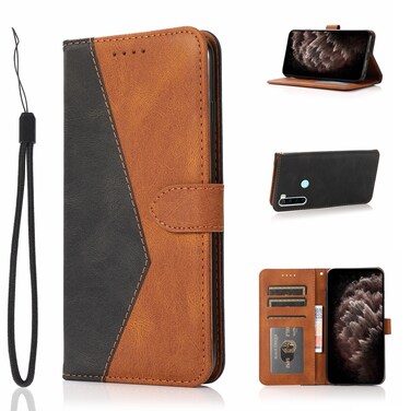 Case cover For Xiaomi Redmi Note 8 Dual-color Stitching Leather Phone Case(Black Brown)