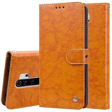 Case cover For Xiaomi Redmi Note 8 Pro Business Style Oil Wax Texture Horizontal Flip Leather Case, with Holder &amp; Card Slots &amp; Wallet(Yellow)