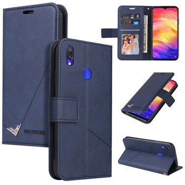 Case cover For Xiaomi Redmi Note 7 GQUTROBE Right Angle Leather Phone Case(Blue)