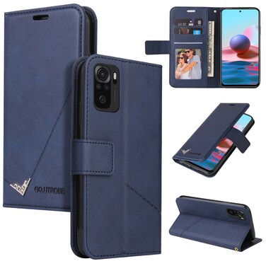 Case cover For Xiaomi Redmi Note 10 GQUTROBE Right Angle Leather Phone Case(Blue)