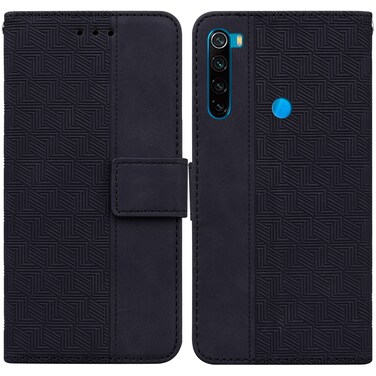 Case cover For Xiaomi Redmi Note 8T Geometric Embossed Leather Phone Case(Black)