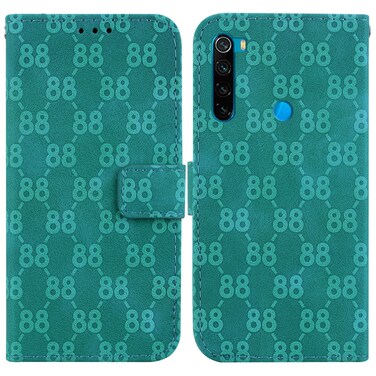 Case cover For Xiaomi Redmi Note 8 Double 8-shaped Embossed Leather Phone Case(Green)