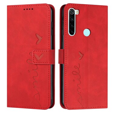 Case cover For Xiaomi Redmi Note 8 Skin Feel Heart Pattern Leather Phone Case(Red)
