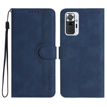 Case cover For Xiaomi Redmi Note 10 Pro 4G Global/Note 10 Pro Max Heart Pattern Skin Feel Leather Phone Case(Royal Blue)