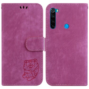 Case cover For Xiaomi Redmi Note 8 Little Tiger Embossed Leather Phone Case(Rose Red)
