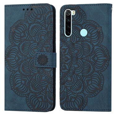 Case cover For Xiaomi Redmi Note 8 Mandala Embossed Flip Leather Phone Case(Blue)