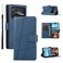 Case cover For Xiaomi Poco C40 PU Genuine Leather Texture Embossed Line Phone Case(Blue)