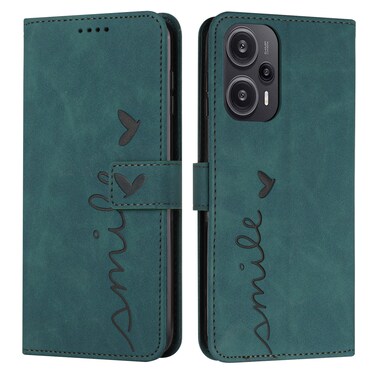 Case cover For Xiaomi Redmi Note 12 Turbo/Poco F5 Skin Feel Heart Pattern Leather Phone Case(Green)