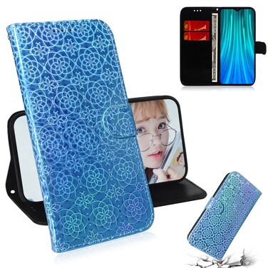 Case cover For Xiaomi Redmi Note 8 Pro Solid Color Colorful Magnetic Buckle Horizontal Flip PU Leather Case with Holder &amp; Card Slots &amp; Wallet &amp; Lanyard(Blue)