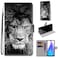 Case cover For Xiaomi Redmi Note 8T Coloured Drawing Cross Texture Horizontal Flip PU Leather Case with Holder &amp; Card Slots &amp; Wallet &amp; Lanyard(Black White Lion Head)